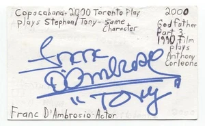 Franc D'Ambrosio Signed 3x5 Index Card Autographed Signature The Godfather - Picture 1 of 2