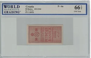 Croatia 50 Banica 25.9.1942 Pick# 6a WBG: 66 TOP GEM UNC. #PL2234 - Picture 1 of 2