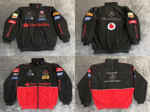 Unisex Adults F1 Team Racing Benz Jacket Embroidery Cotton Padded Cover