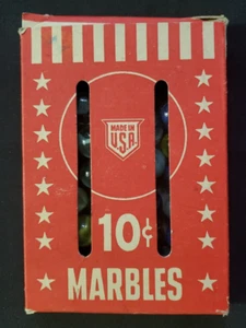 Vintage Cat Eye marbles (50) in red box, USA made, very good condition - Picture 1 of 5