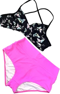 Victoria’s Secret PINK Swimsuit Cut Out Bikini Top S High Waist Bottom M FLAWED - Picture 1 of 21