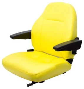 John Deere Yellow Vinyl Seat with Armrests For 5083E 5093 6110 6120 6200 6210etc - Picture 1 of 8