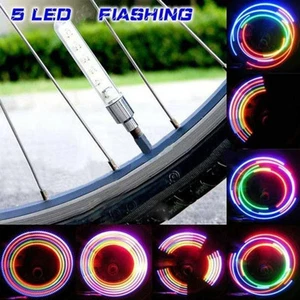 2Pcs 5 LED Bicycle Motorcycle Car Bike Tyre Tire Wheel Valve Lamp Flash Light US - Picture 1 of 7