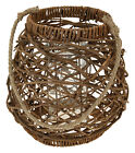 Beautiful Large Rustic Wicker Hanging Lantern with  Rope Candle Holder  