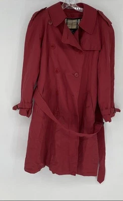 Gabardina roja de manga larga con cinturón Burberry para mujer talla mediana con certificado de autenticidad Foto 1 de 4
