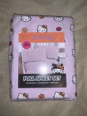 Sábanas Hello Kitty Halloween Rosa Calabaza Tamaño Completo Algodón Foto 1 de 4