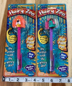 2 Inkology Hairy Zoo Löwe & Pavian Stift blaue Tinte mittlere Spitze Kugelschreiber 2005 - Bild 1 von 6
