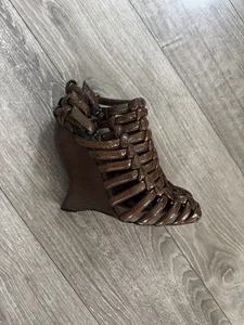 Bottega Veneta taupe-braune Keilsandale aus geflochtenem Leder Größe 7,5 - Bild 1 von 4