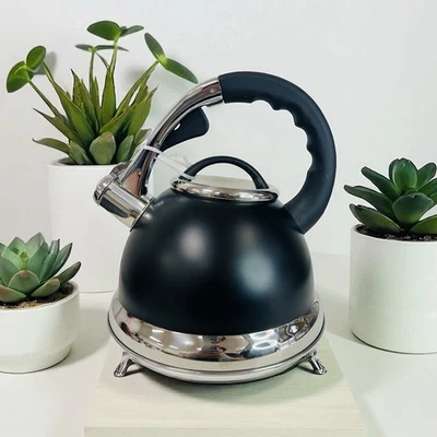 Tetera Creative Home Alexa de 3,0 cuartos de galón de acero inoxidable Whistlin opaca negra Foto 1 de 4