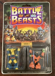 Vintage 1987 BATTLE BEASTS Series 1 Rubberneck Giraffe & Hardtop Tortoise SEALED - Picture 1 of 5