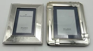2 Silver Plated Picture Frames Phillip Whitney Ltd 4”x6” 5”x7” Photo Sizes - Picture 1 of 7