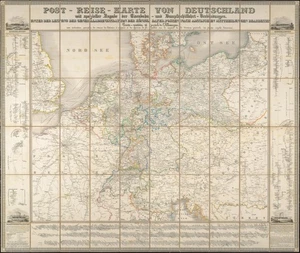 1843 Large (38.5 x 45.5 in) Folding of Germany Post-Reise-Karte von Deutschland - Picture 1 of 1