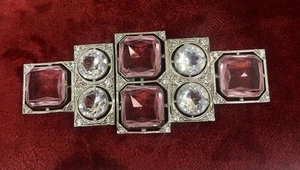 Antique Art Deco Two Piece Belt Buckle Marked Czechoslovakia - Picture 1 of 12