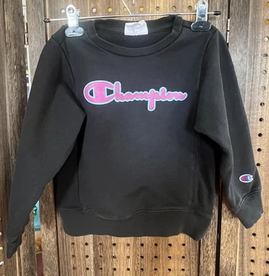 Suéter Champion Logo Cuello Redondo Negro Niños Niños 6 Atletismo Acogedor Foto 1 de 4