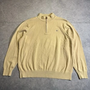 Vineyard Vines Sweater Mens XL Beige 1/4 Zip Whale Logo Pullover Knit - Picture 1 of 8