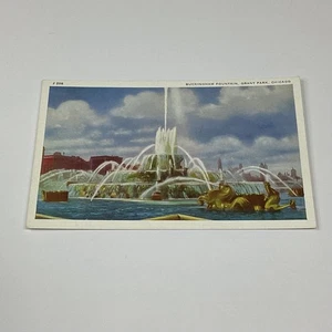 Vintage Buckingham Fountain Grant Park Chicago Lithograph Postcard - Picture 1 of 2