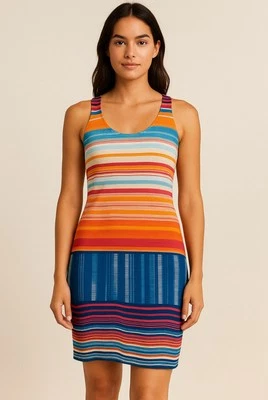 Worthington NWT Multicolored Striped Sheath Dress SZ 12 Sleeveless Keyhole Back - Image 1 of 4