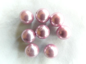 Glass Beads, Smooth Round 11mm Pink Colour Beads, Bag Of 8 - Picture 1 of 1