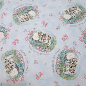 17" Three Little Kittens Beatrix Potter Quilting Treasures Blue - Picture 1 of 3