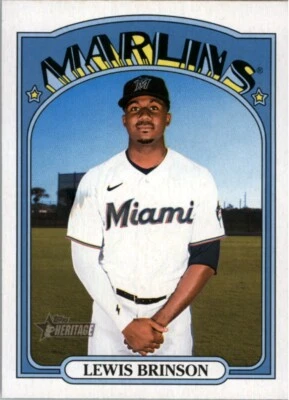 Lewis Brinson 2021 Topps Heritage High Number SP Short Print #708 Miami Marlins - Image 1 of 2