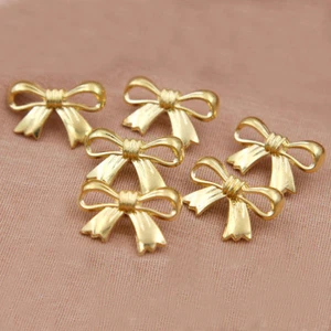 12 PIEZAS Arco de Metal Mariposa Moño Forma de Moño Botones Vástago Oro 20 28 mm - Imagen 1 de 2