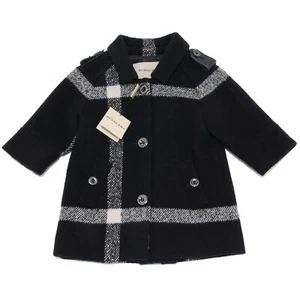 6246F cappotto girl BURBERRY wool check black giacca bimba jacket - Picture 1 of 4