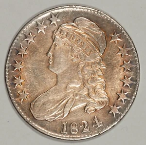 Medio dólar busto tapado 1824/4 ¡Bonito color! #10DAX - Imagen 1 de 3