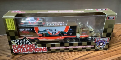Racing Champions 1998 Gold Series NASCAR #13 Jerry Nadeau 1:64 Transporter w/Car - Image 1 of 4