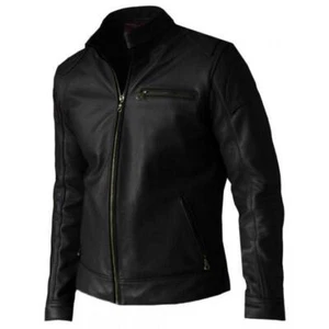 Leather Jacket Mens Biker Coat Motorcycle Vintage Men Bomber Lambskin Black 84 - Picture 1 of 3