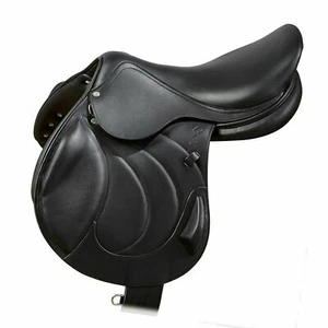 Leather Jumping Close Contact Double Flap Changeable Gullets System Horse Saddle - Picture 1 of 4
