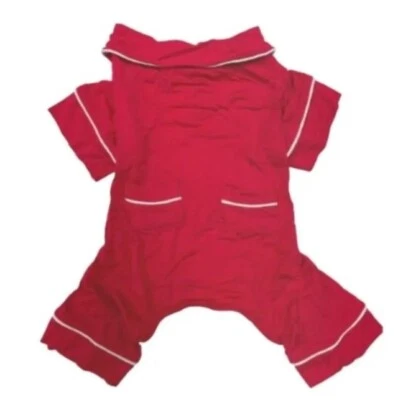 ¡NUEVO! "Pijama fabdog popelina roja para perro 100 % algodón 20" (mediano) se adapta a 19-21"" de largo" Foto 1 de 4