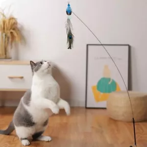 Interactive Cat Toy Funny Simulation BirdFeather with Bell Cat Stick Toy for... - Picture 1 of 5