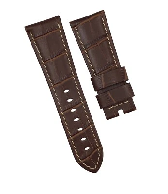 Original Panerai Cuero de Caimán Marrón Claro con Puntada Blanca Banda 26mm x 22mm Foto 1 de 4