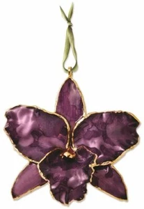 Lacquer Dipped Purple Cattleya Orchid Ornament - Picture 1 of 2