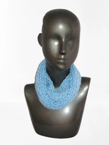 Drop Stitch Open Knit Infinity Scarf - Light Blue Handmade - Picture 1 of 4