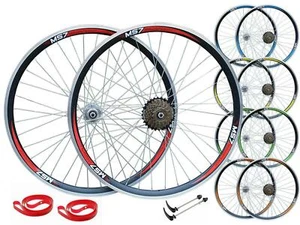 MS7 QR 700c 28" Hybrid Bike Front Rear 6/7/8/9 Speed Wheel Set 5 Colour Options - Picture 1 of 17