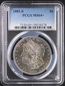 1881-S $1 Morgan Silver Dollar PCGS MS 64+ | Uncirculated UNC BU - Picture 1 of 4