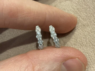 0.745 Carat Lab Created Diamond Hoop Earrings In Platinum Plated 925 - Image 1 of 4