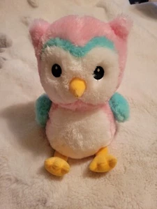 Aurora Bass Pro Shop Baby Pink Teal Owl Plush Stuffed Animal 10" Easter Toy - Picture 1 of 8