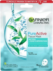 Garnier Pure Active Tea Tree & Salicylic Acid Sheet Mask - Picture 1 of 3