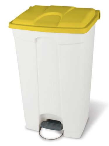Recycling Pedal Bin Step On Container Waste Bin Dustbin White & Yellow - 4 sizes
