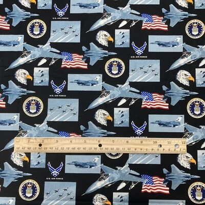 1 1/2 Yards United States of America USA US Air Force Military Cotton Fabric - Image 1 of 4