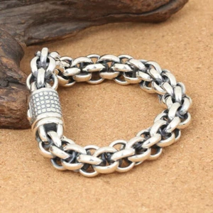 Pure S925 Sterling Silver Chain 14mm Multi Toggle Link Bracelet 57-58g 8.67inch - Picture 1 of 5