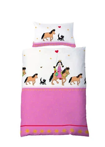 Fleuresse Renforcé Baby Bettwäsche 2 tlg. 100x135cm Prinzessin Pferd Weiß Pink - Bild 1 von 6
