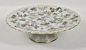 Andrea Sadek violett floral Goldrand Standfuß Kuchenteller feminin Tea Party - Bild 1 von 5