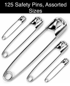 125Pc x Assorted Steel Safety Pins Small-Large Size Hemming Craft Dressmaking UK