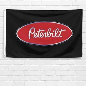 Peterbilt Trucker Flag Banner 3x5 ft Semi Truck Logo Garage Wall Free Shipping - Picture 1 of 12