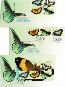 Stamps 2016 Australia Butterflies set of 4, peel stick & mini sheet on 3 x FDCs - Picture 1 of 1