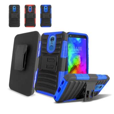 For LG Q7 Plus /Q610 Armor Hybrid Belt Holster Super Combo Cover Hard+Soft Case - Image 1 of 4