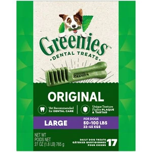 Greenies Original Large Natural Dental Care Dog Treats, 27 oz. Pack (17 Treats) - Picture 1 of 9